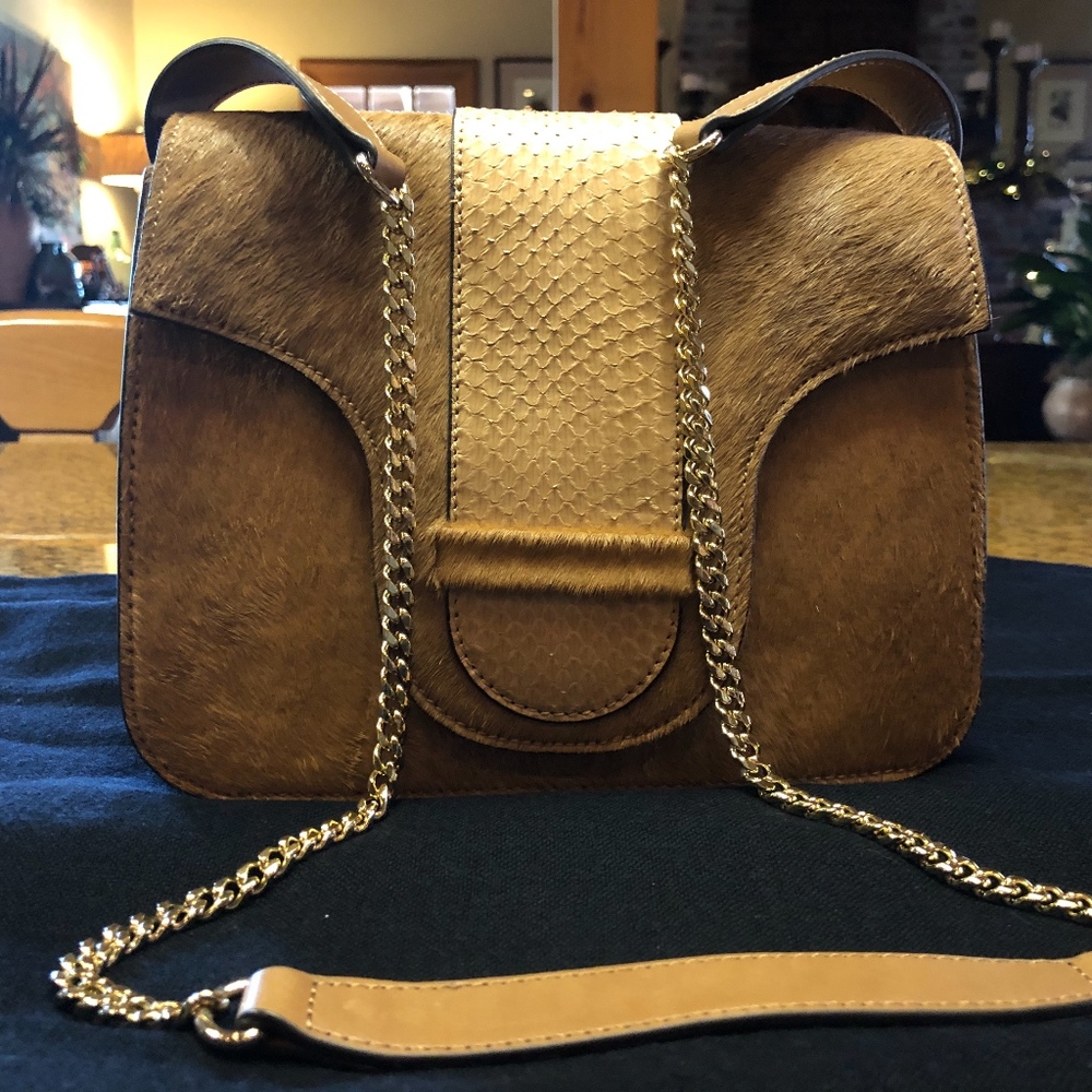 Vince Camuto Jenna Cowhide/Snakeskin Handbag - Picture 2 of 8